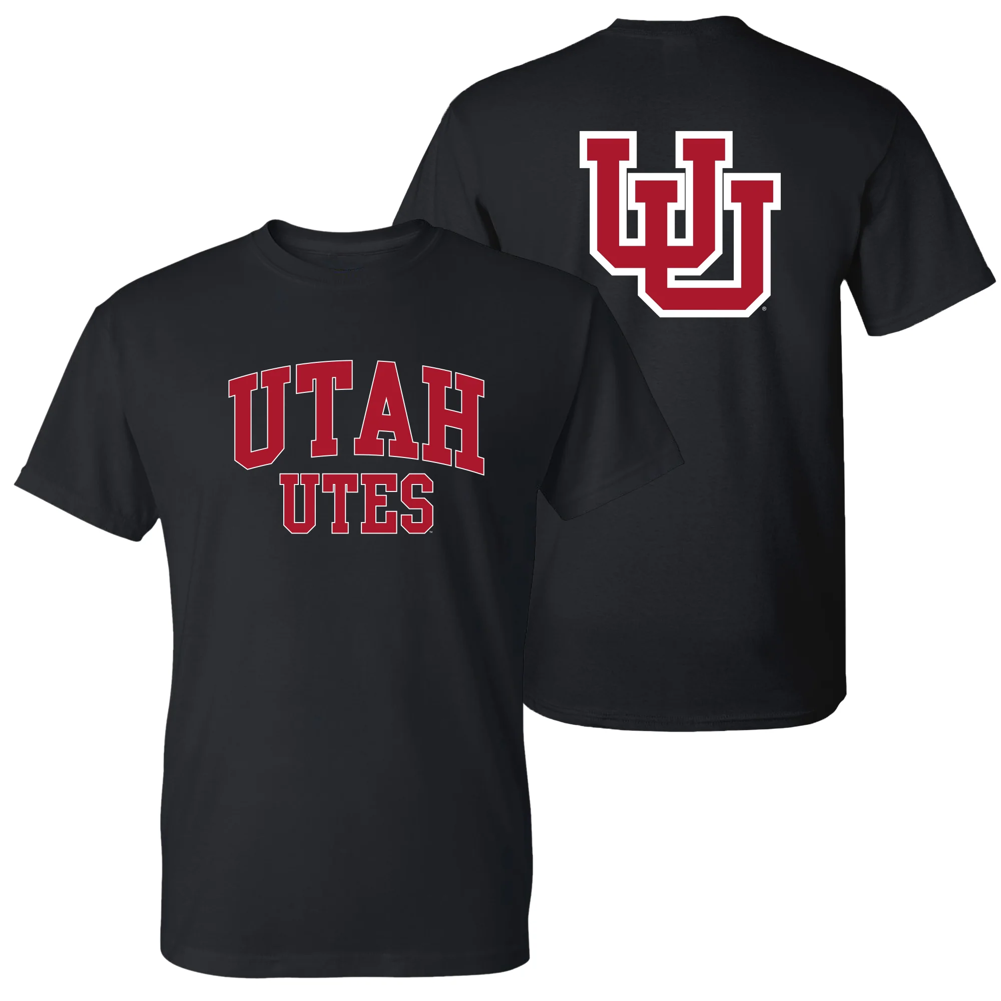 Utah Utes Front Back Print T-Shirt - Black