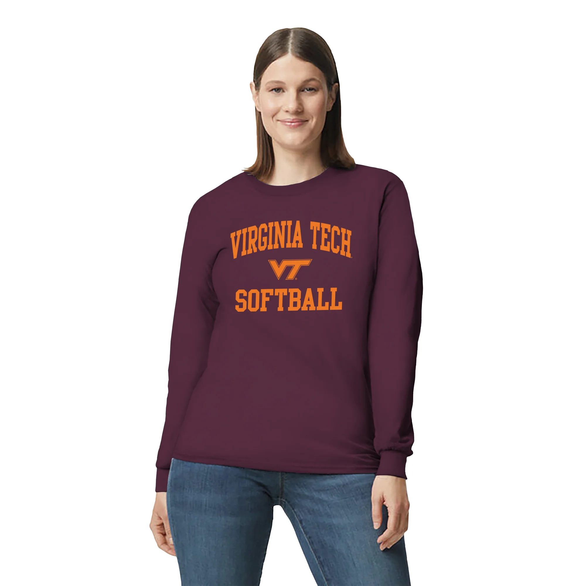 Virginia Tech Arch Logo Softball Long Sleeve - Maroon - Image 4