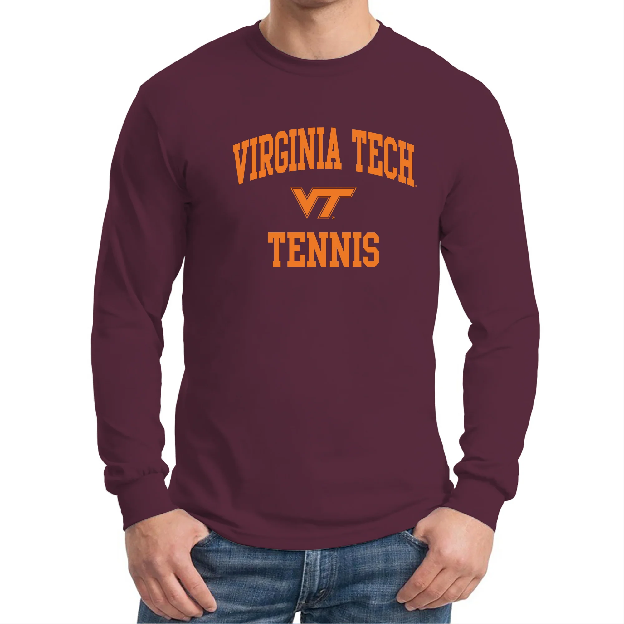 Virginia Tech Arch Logo Tennis Long Sleeve - Maroon - Image 3