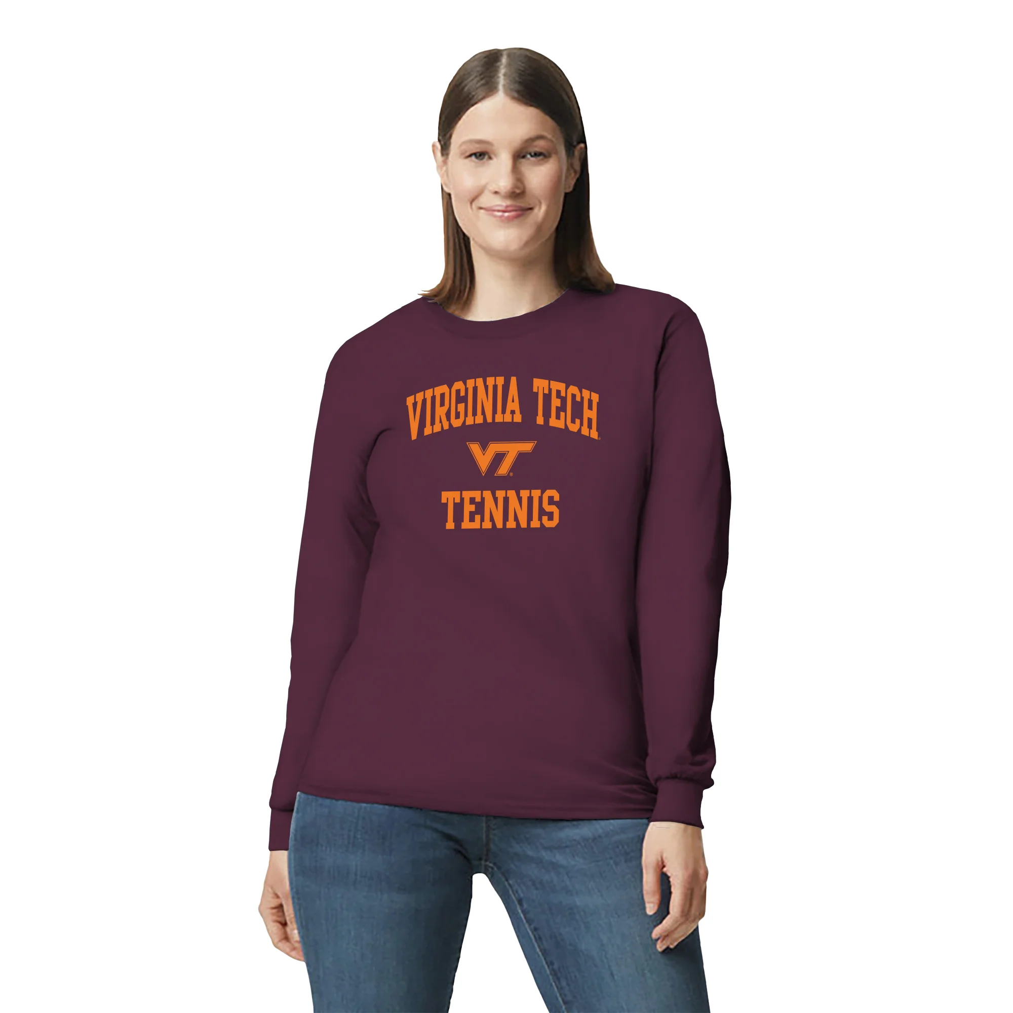 Virginia Tech Arch Logo Tennis Long Sleeve - Maroon - Image 4