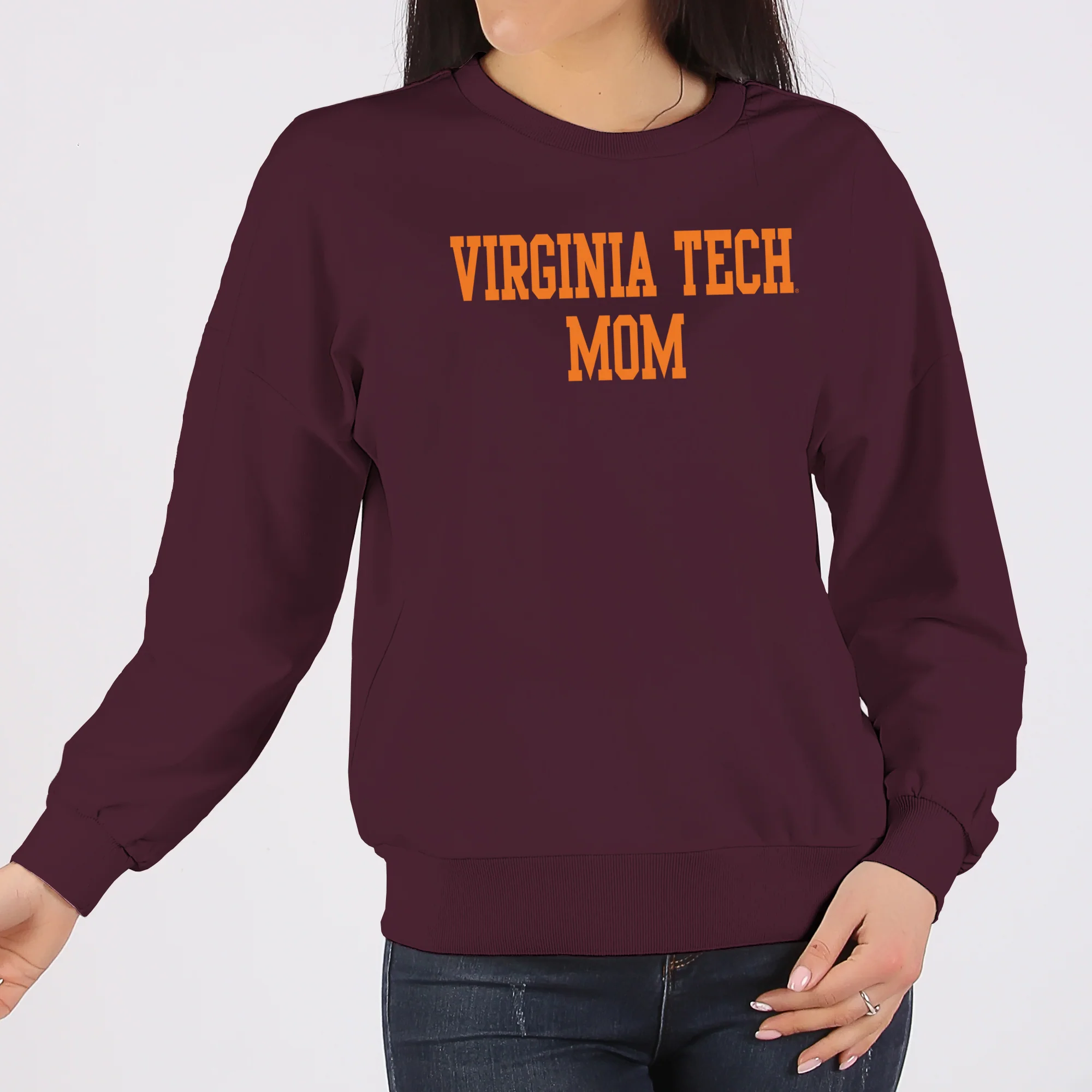Virginia Tech Basic Block Mom Crewneck Sweatshirt - Maroon - Image 3