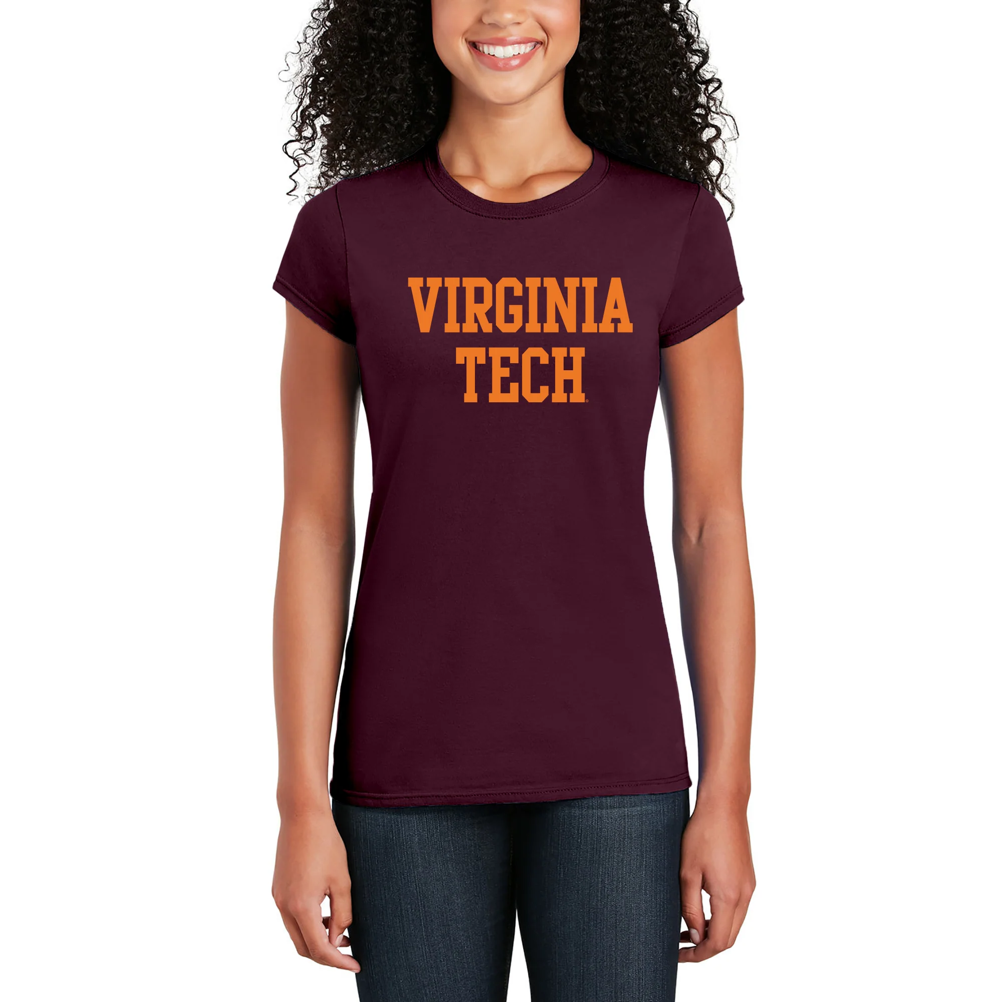 Virginia Tech Basic Block Womens T-Shirt - Maroon - Image 3