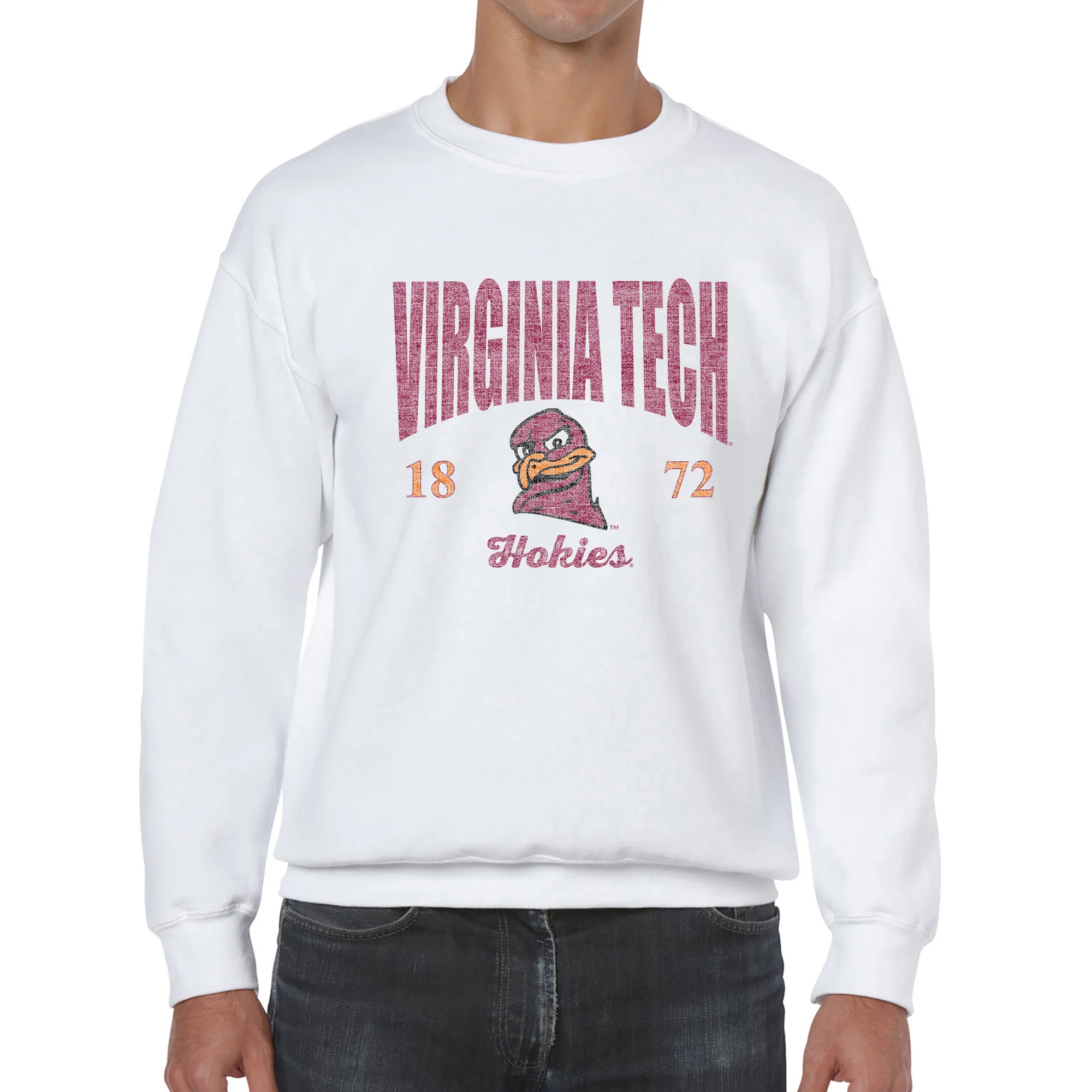 Virginia Tech Giving Noise JA BTB Fleece Crewneck - White - Image 3