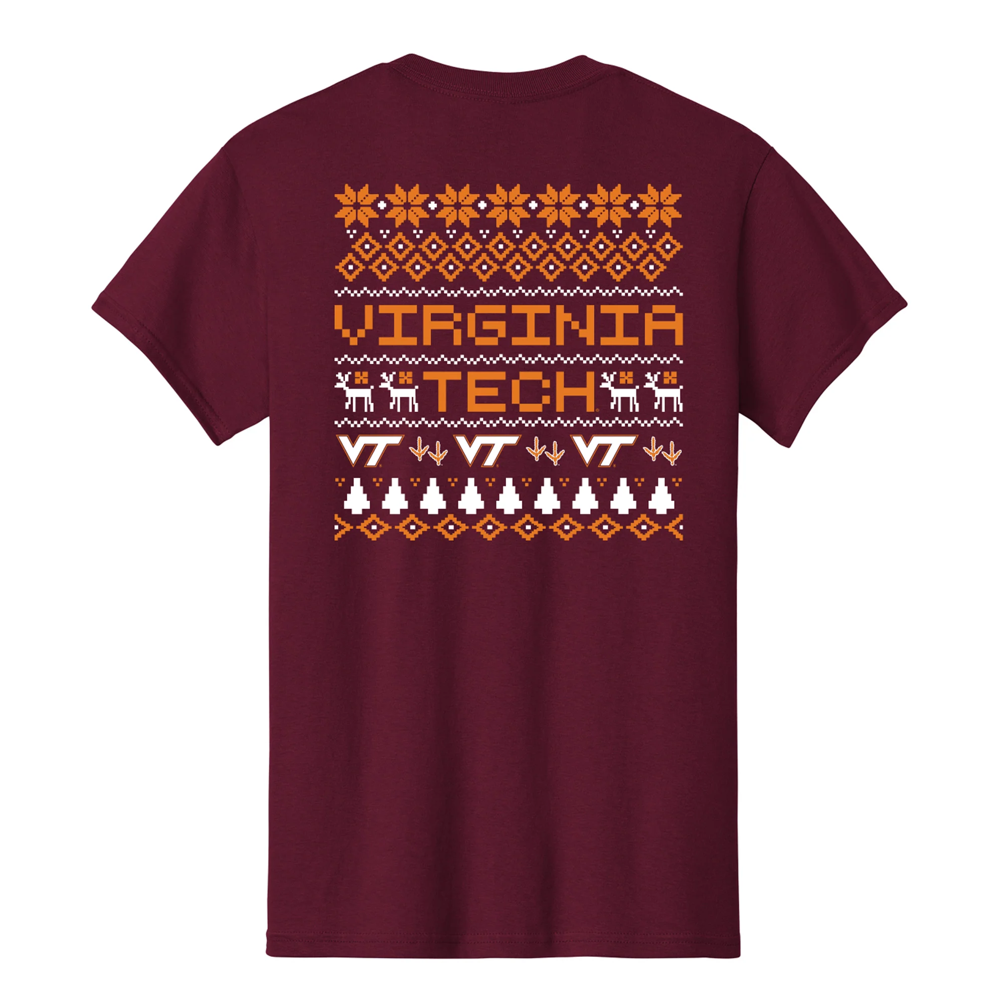 Virginia Tech Holiday Sweater T-Shirt - Maroon - Image 3