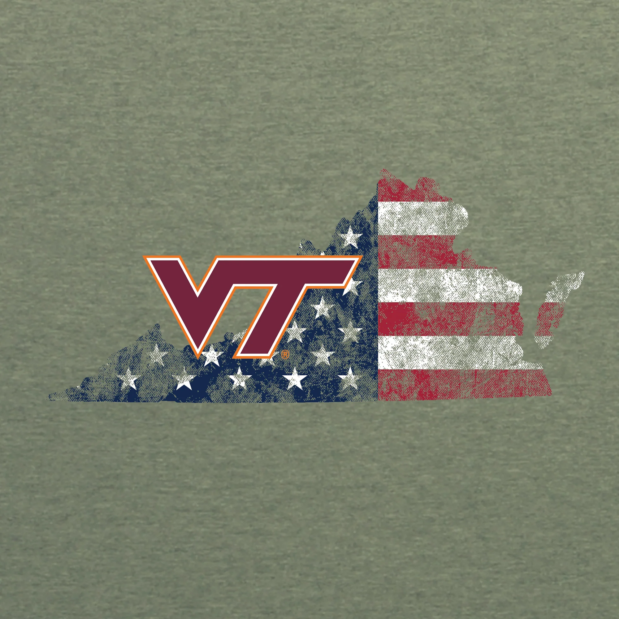 Virginia Tech Patriotic State Silhouette T-Shirt - Heather Military - Image 2