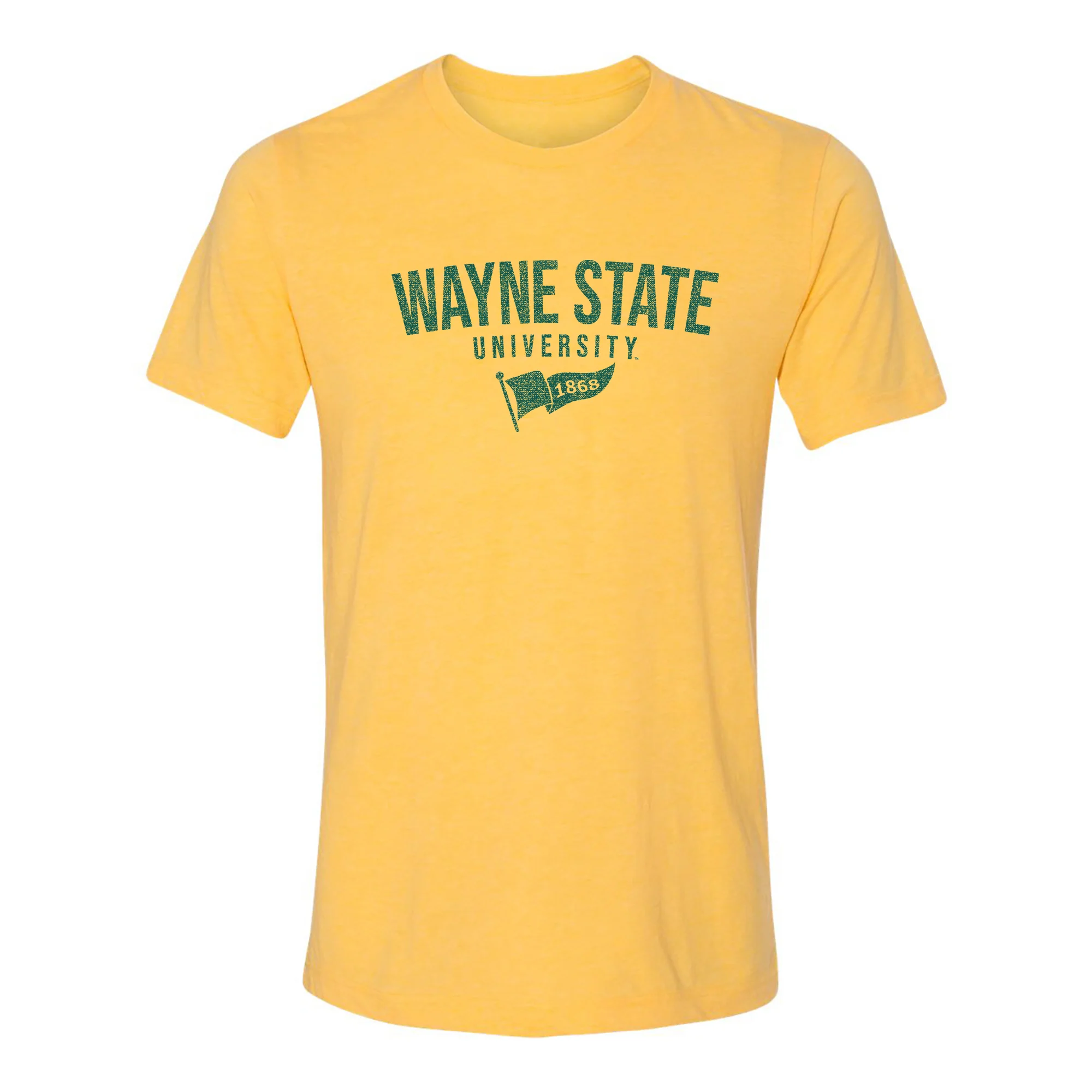 Wayne State Distressed Year Banner Canvas Triblend T-Shirt - Yellow Gold