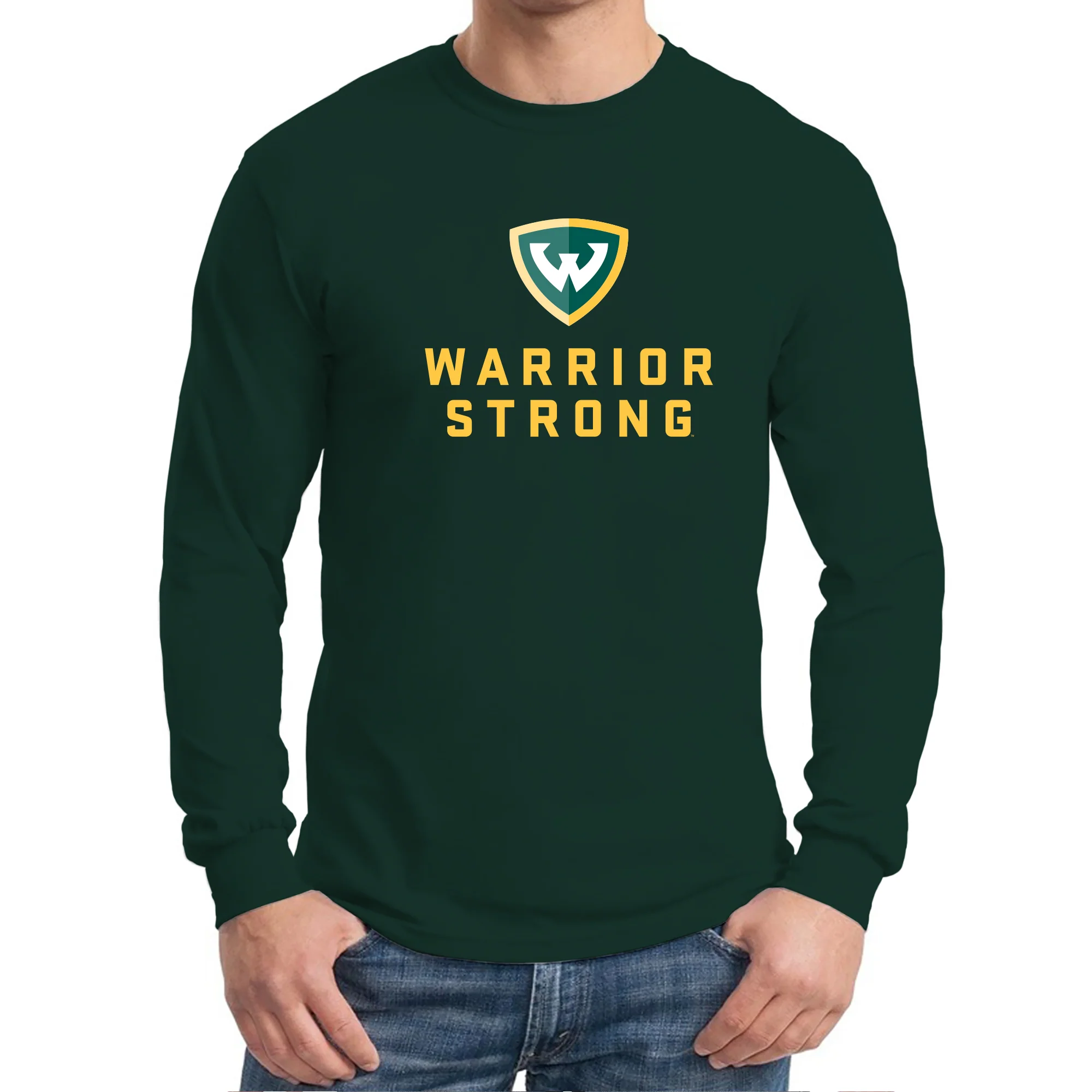 Wayne State University Warrior Strong Long Sleeve T-Shirt - Forest - Image 3