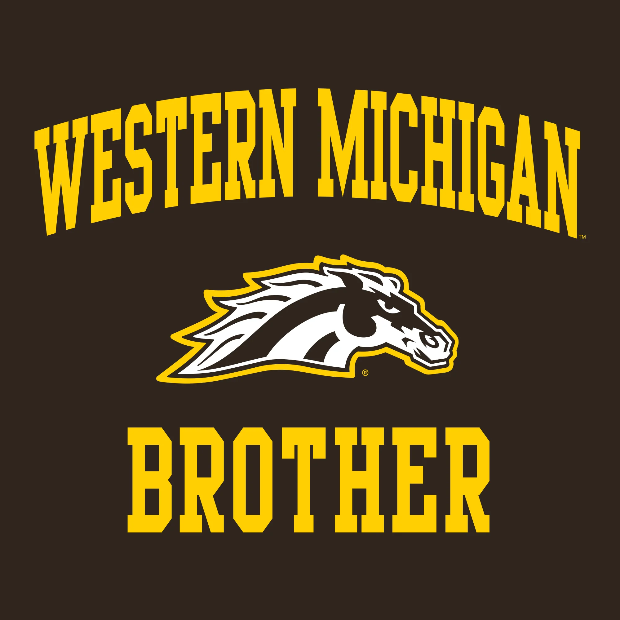 Western Michigan Arch Logo Brother T-Shirt - Dark Chocolate - Image 2