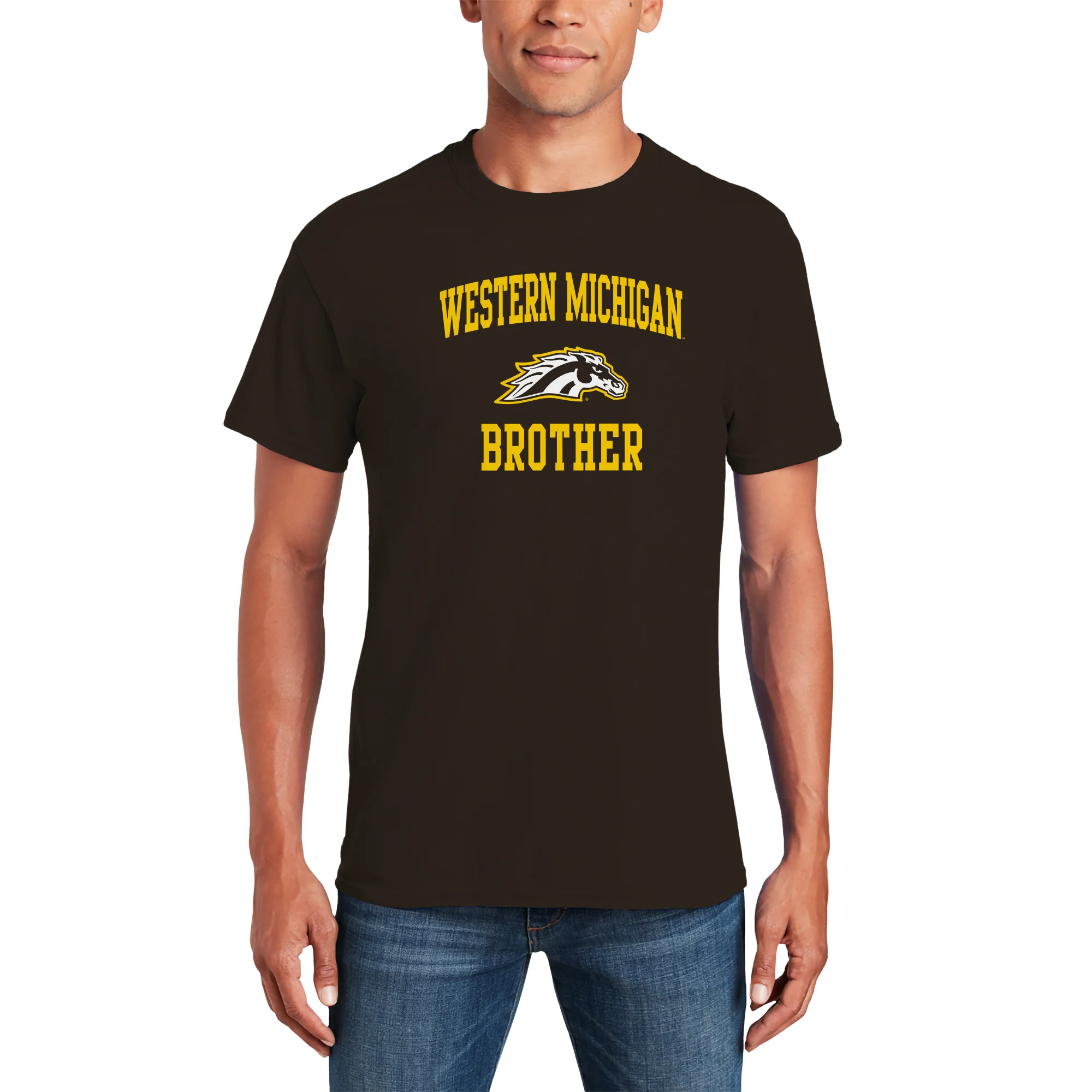 Western Michigan Arch Logo Brother T-Shirt - Dark Chocolate - Image 3