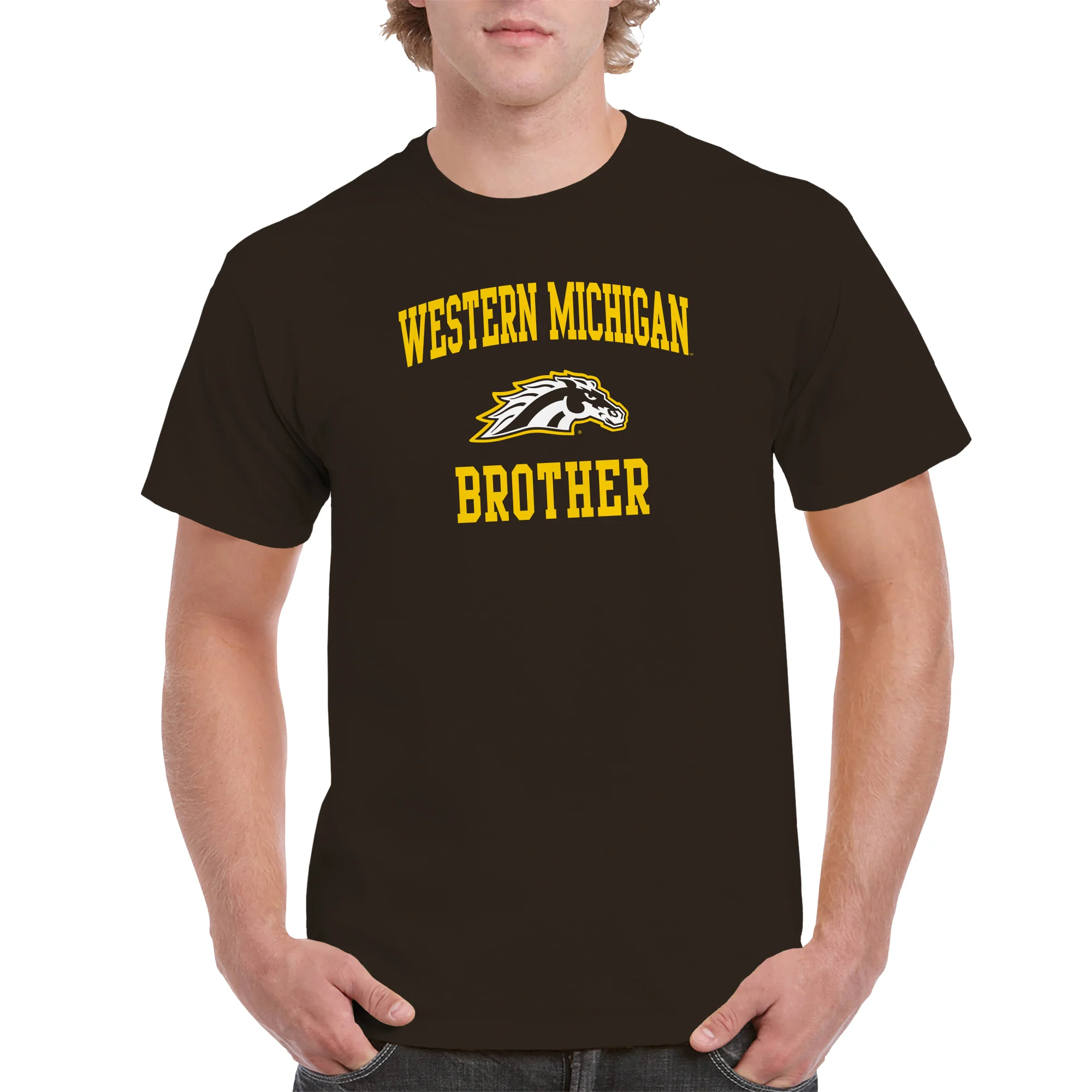 Western Michigan Arch Logo Brother T-Shirt - Dark Chocolate - Image 4