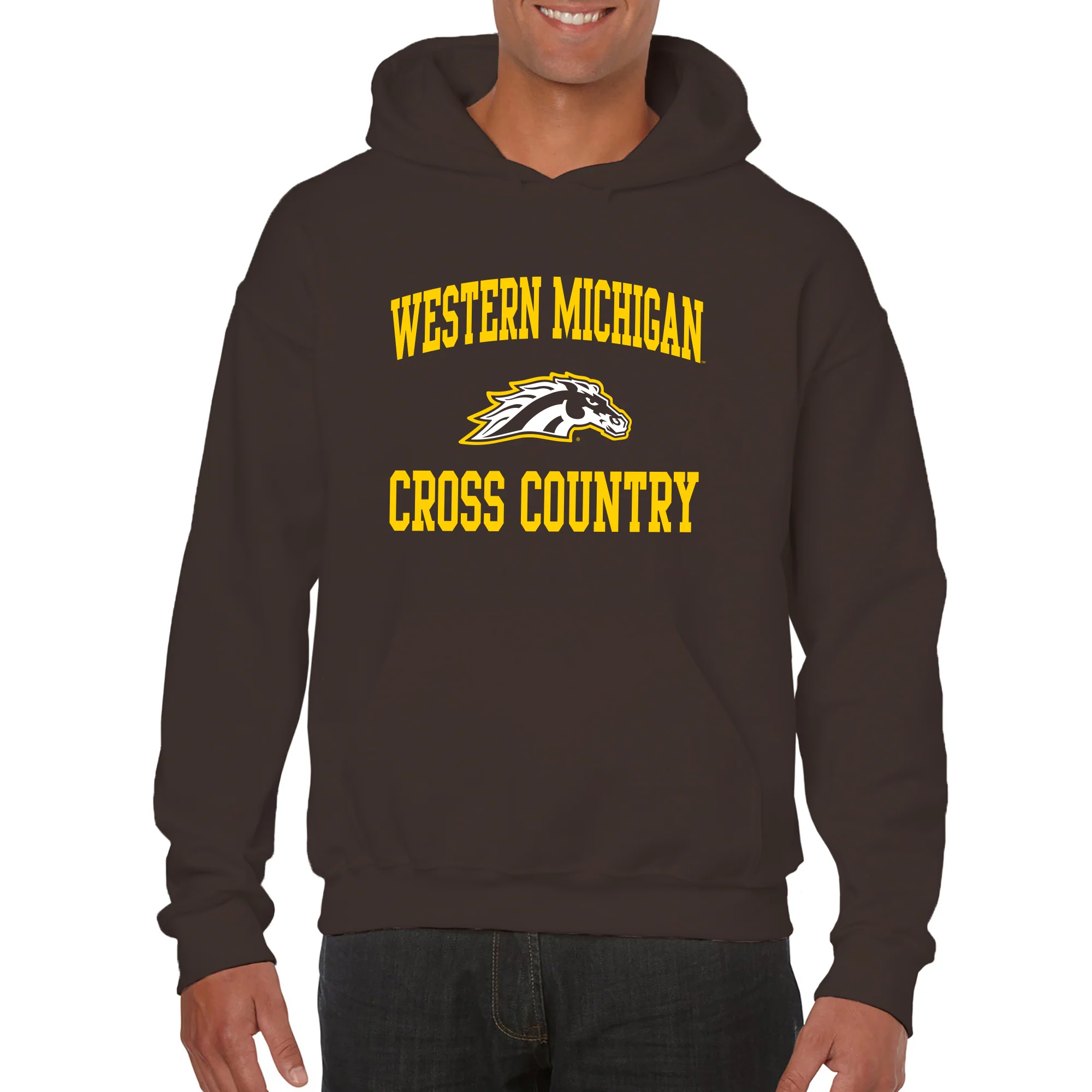 Western Michigan Arch Logo Cross Country Hoodie - Dark Chocolate - Image 3