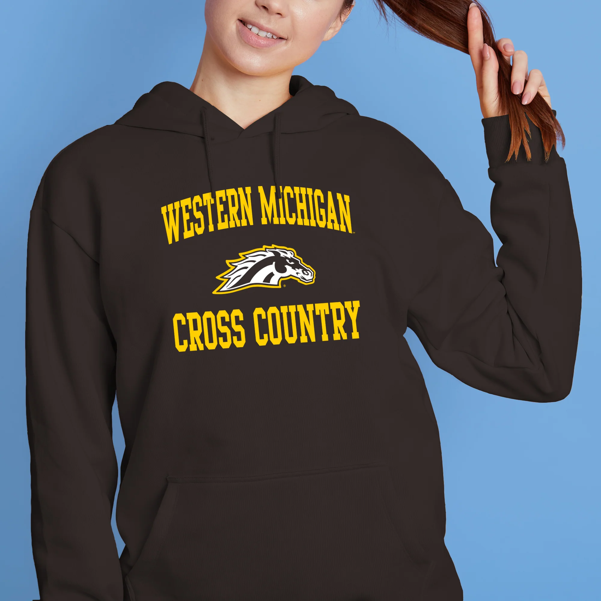 Western Michigan Arch Logo Cross Country Hoodie - Dark Chocolate - Image 4