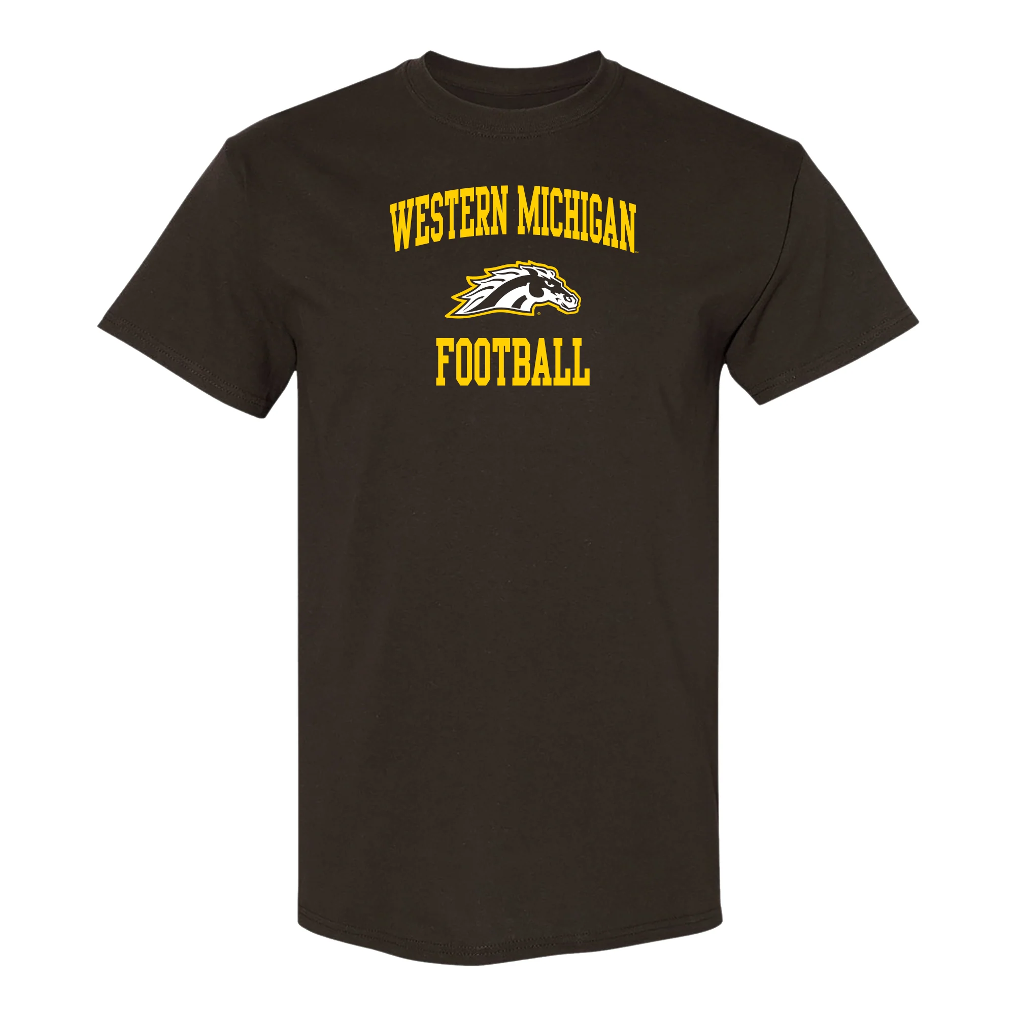 Western Michigan Arch Logo Football T-Shirt - Dark Chocolate