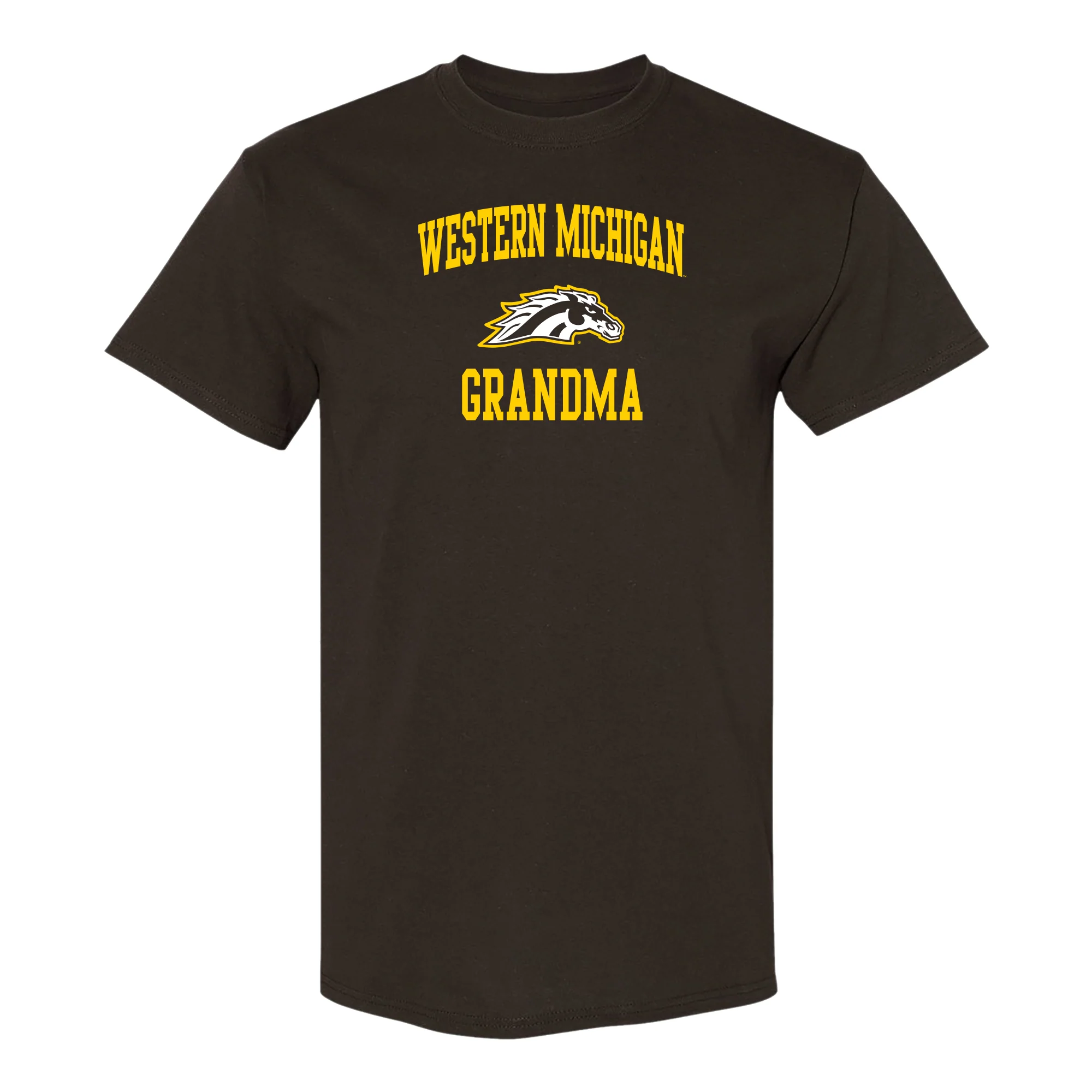 Western Michigan Arch Logo Grandma T-Shirt - Dark Chocolate