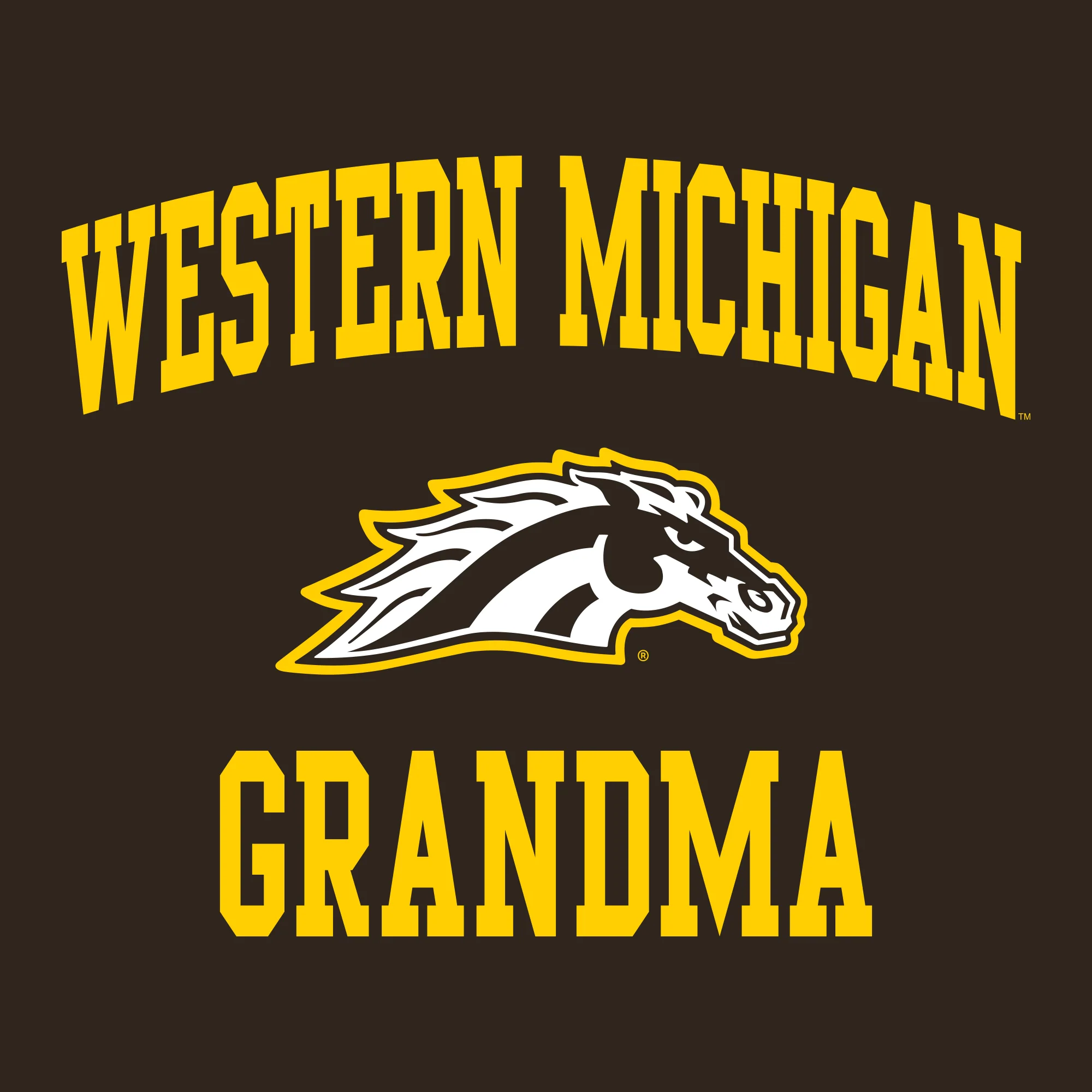 Western Michigan Arch Logo Grandma T-Shirt - Dark Chocolate - Image 2