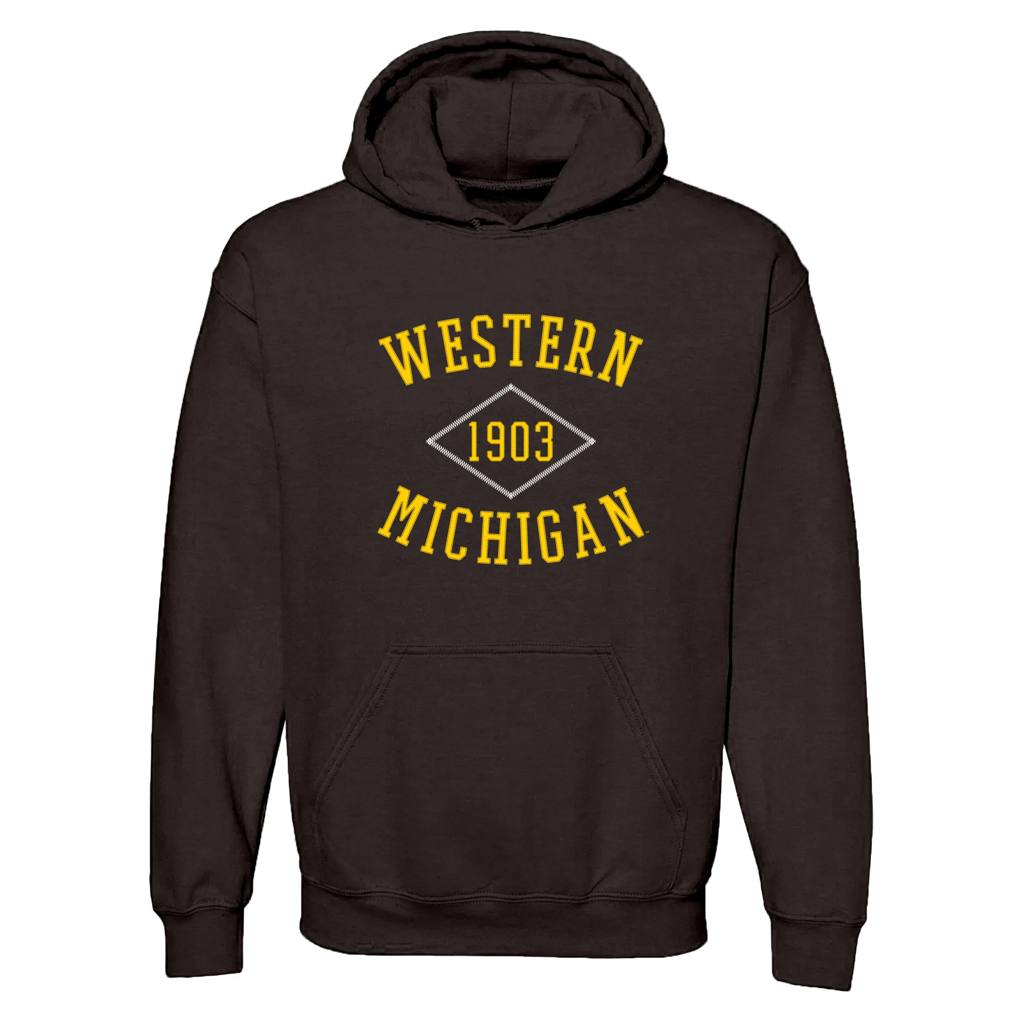 Western Michigan Faux Stitch Arch Hoodie - Dark Chocolate