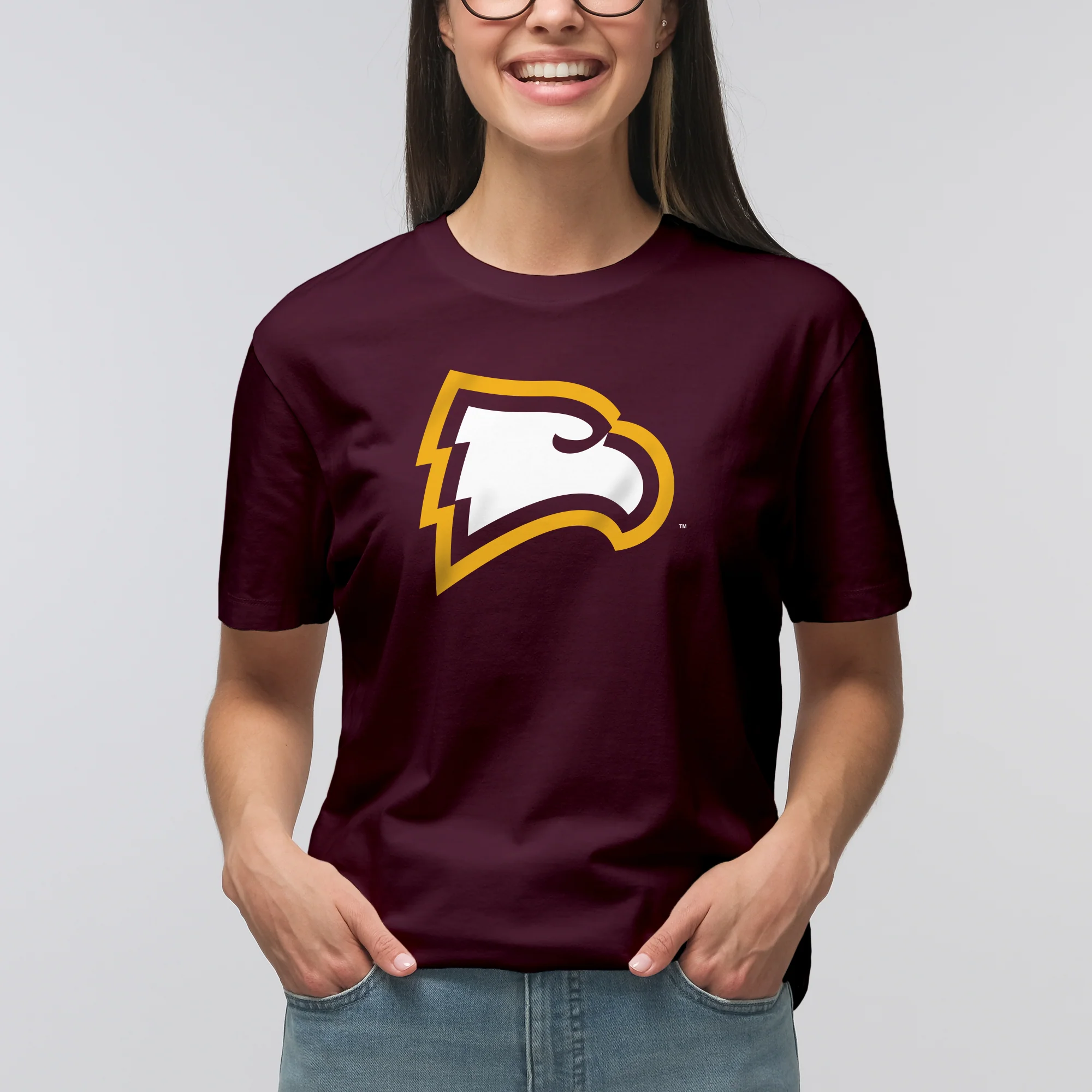 Winthrop University Eagles Primary Logo Short Sleeve T Shirt - Maroon - Image 4