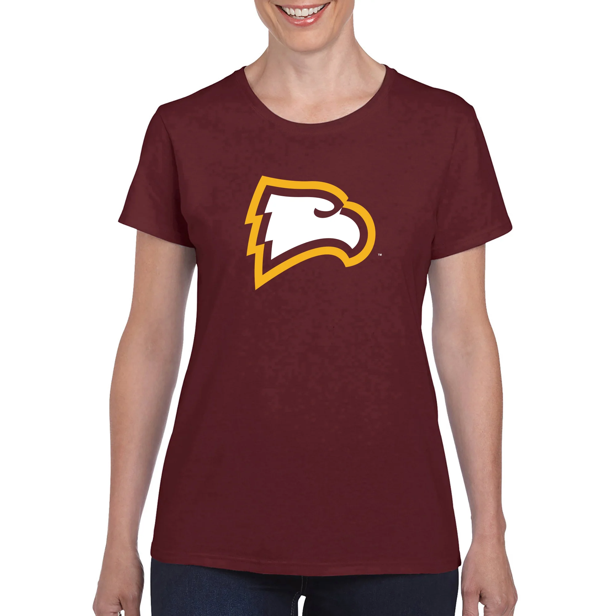 Winthrop University Eagles Primary Logo Womens Short Sleeve T Shirt - Maroon - Image 3