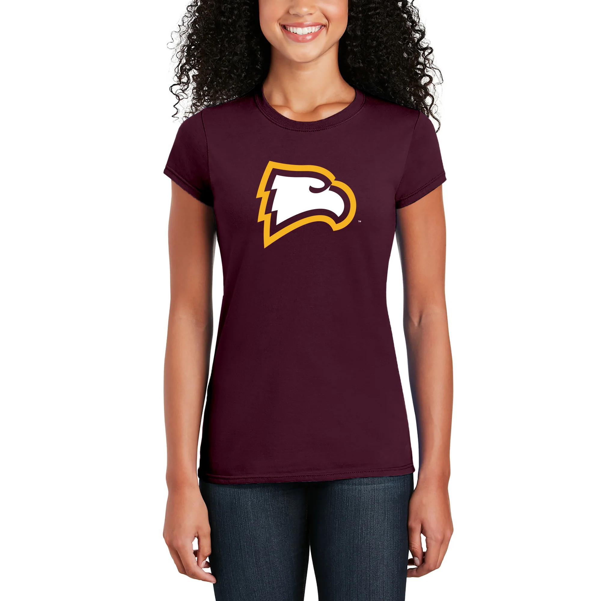 Winthrop University Eagles Primary Logo Womens Short Sleeve T Shirt - Maroon - Image 4