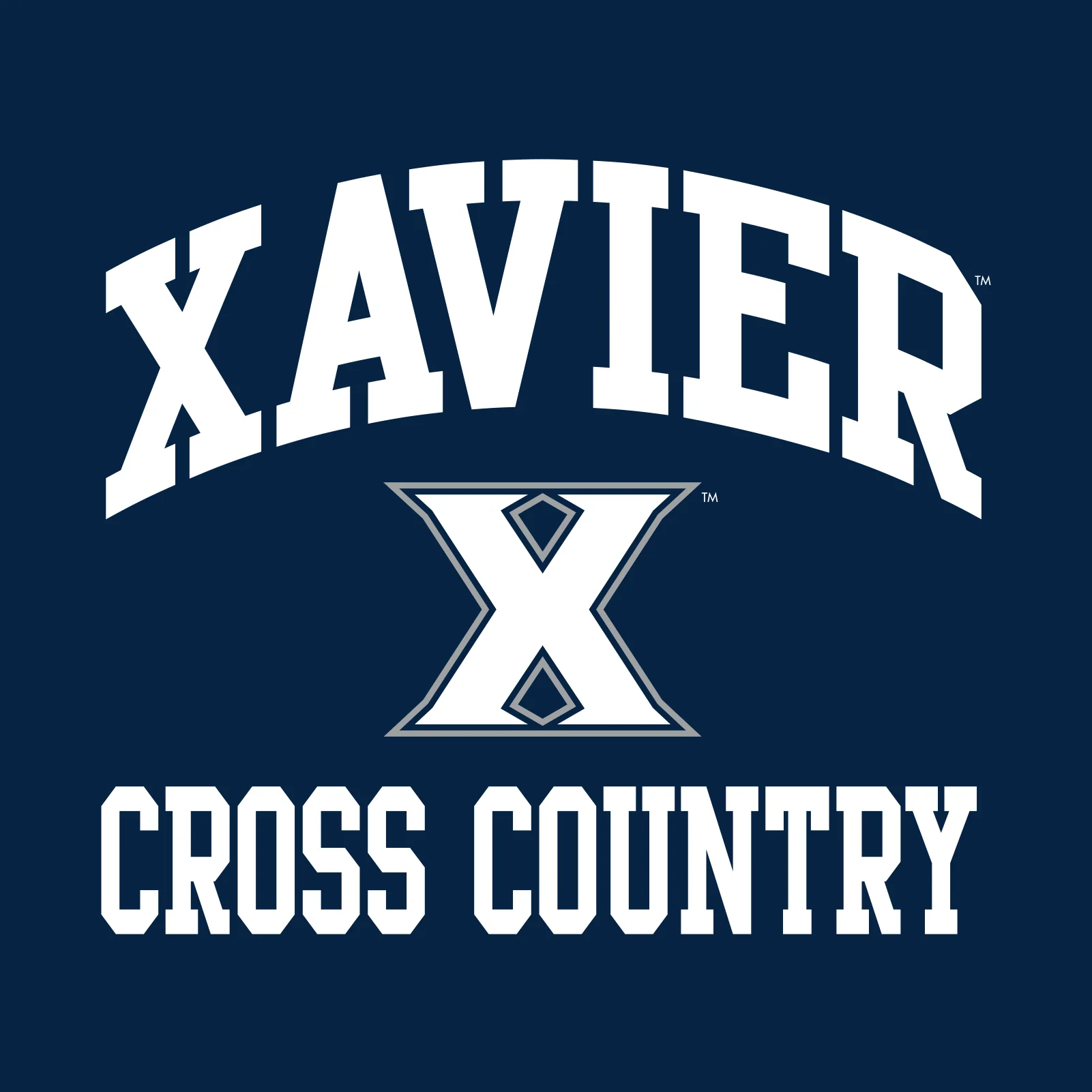 Xavier University Musketeers Arch Logo Cross Country Short Sleeve T Shirt - Navy - Image 2