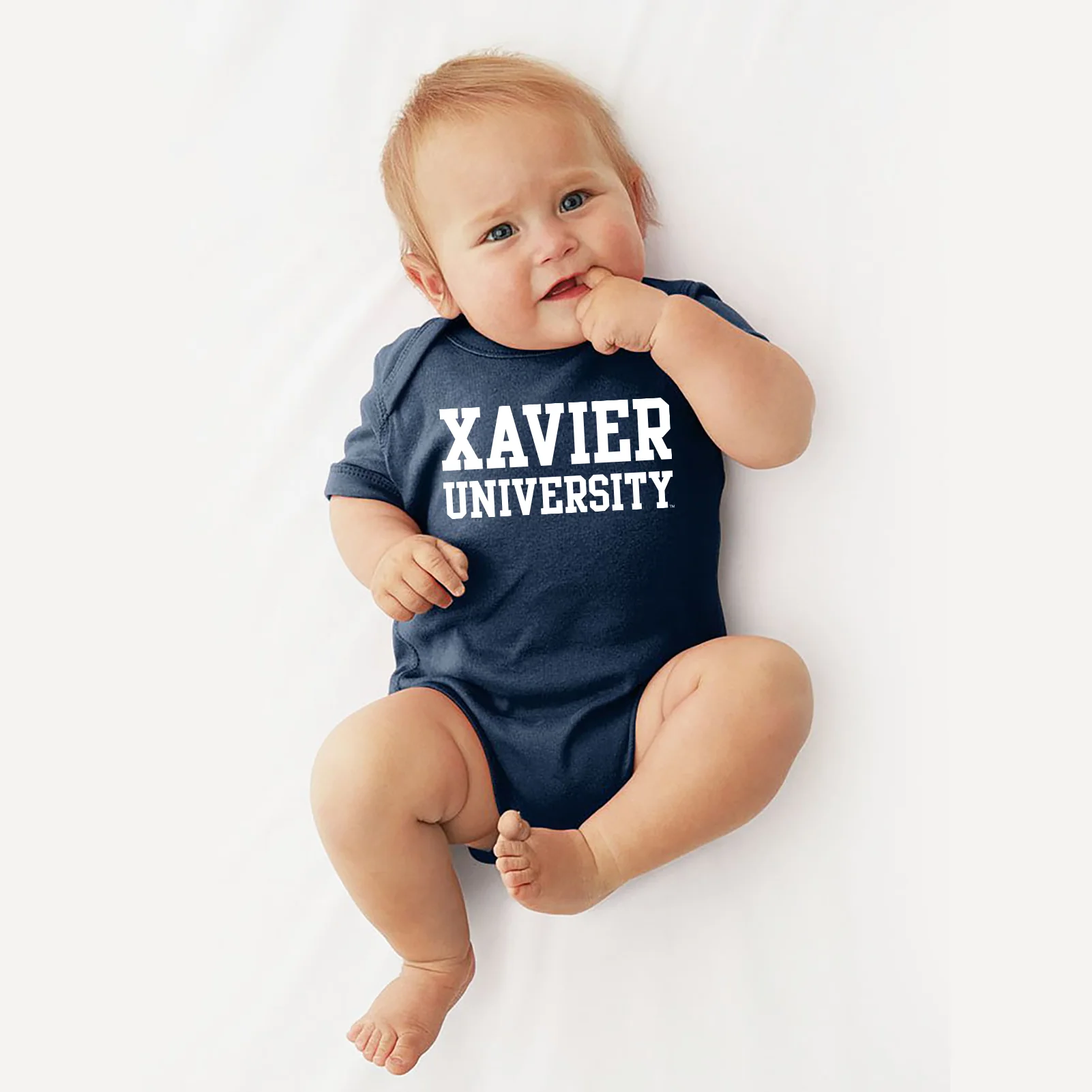Xavier University Musketeers Basic Block Creeper - Navy - Image 3