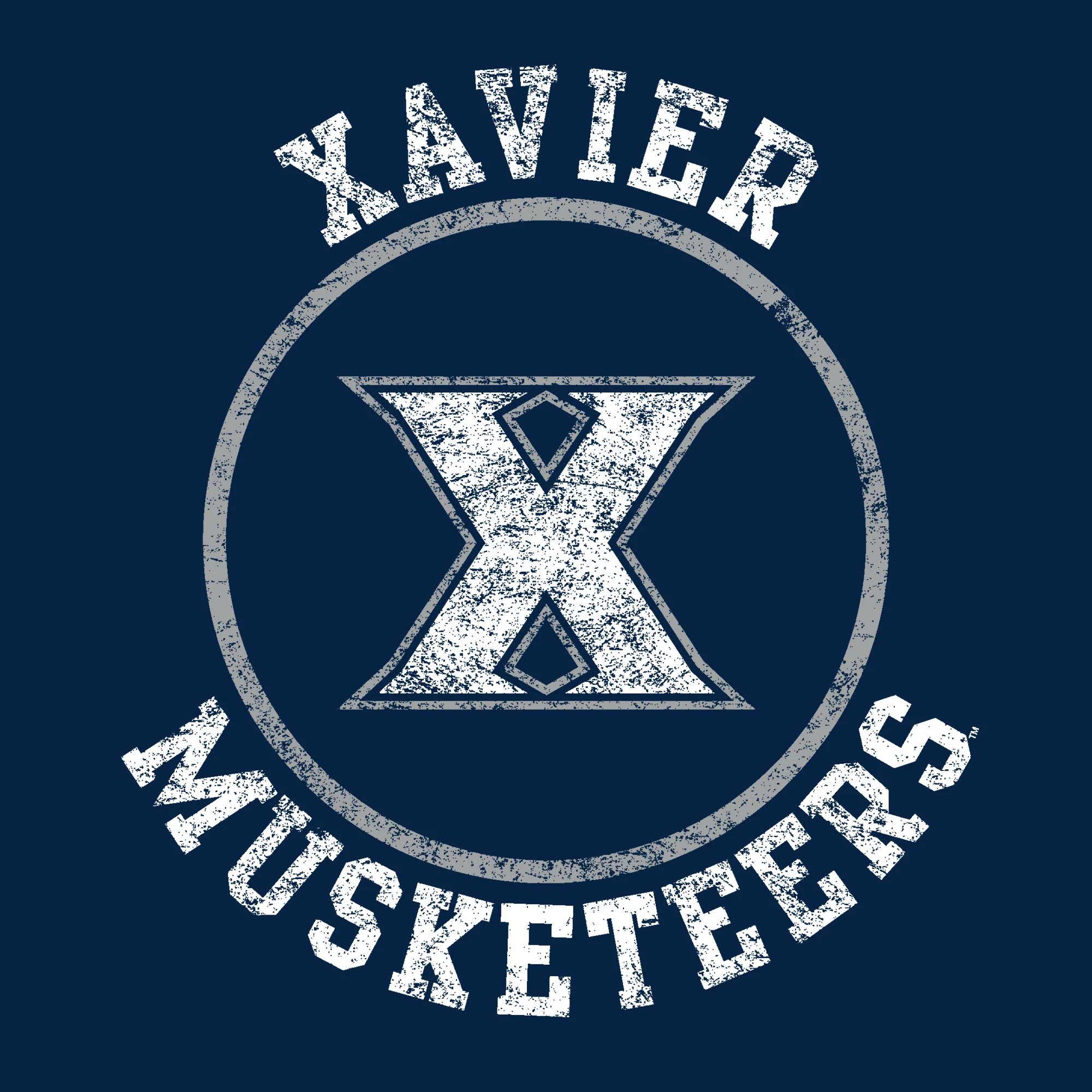 Xavier University Musketeers Distressed Circle Logo Short Sleeve Womens T Shirt - Navy - Image 2