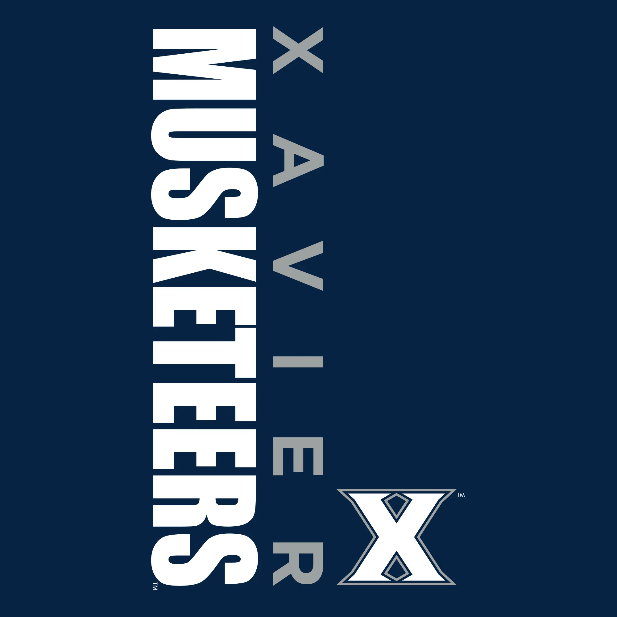 Xavier University Musketeers Vertical Block Left Chest Full Zip Hoodie - Navy - Image 2