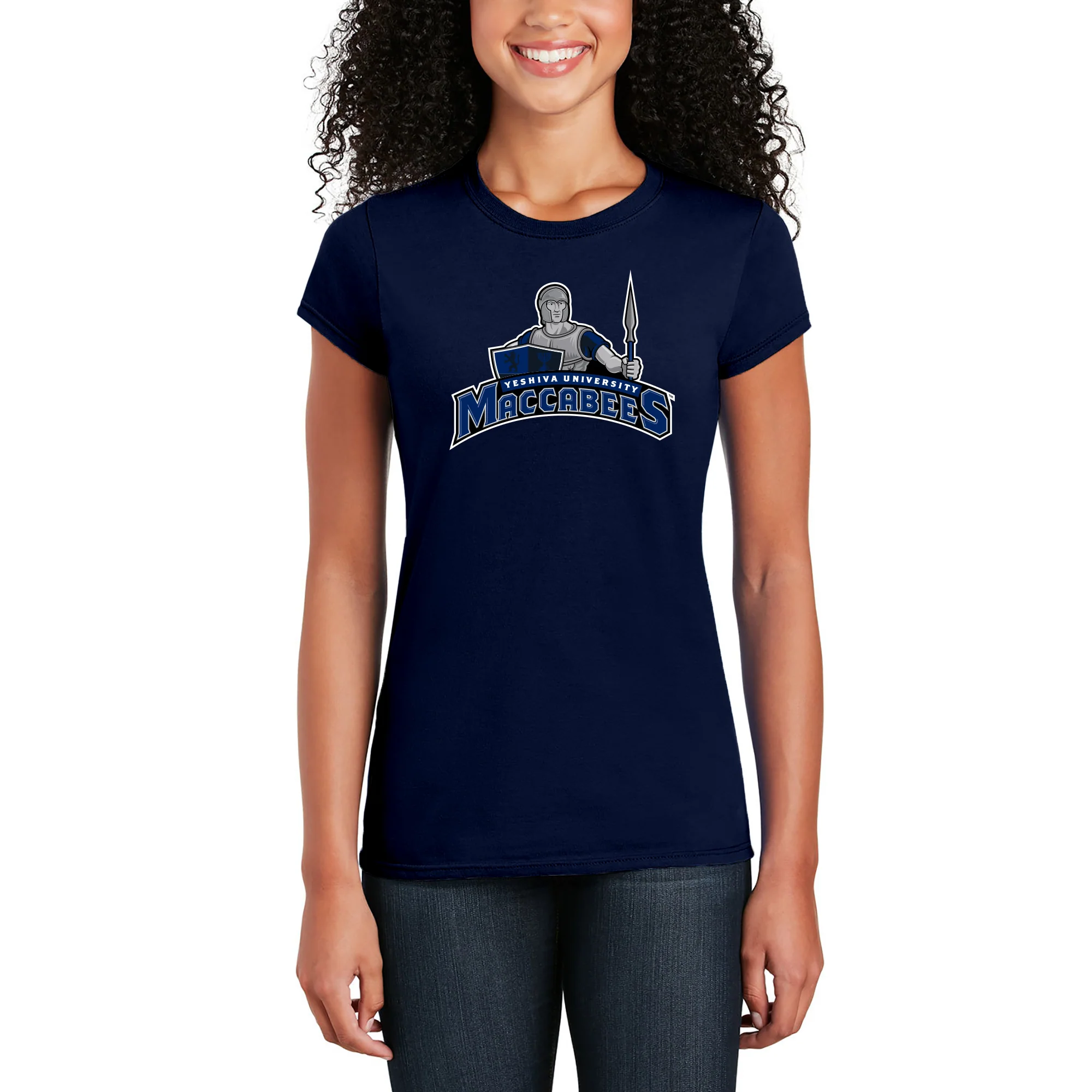 Yeshiva University Arch Logo Womens T-Shirt - Navy - Image 4
