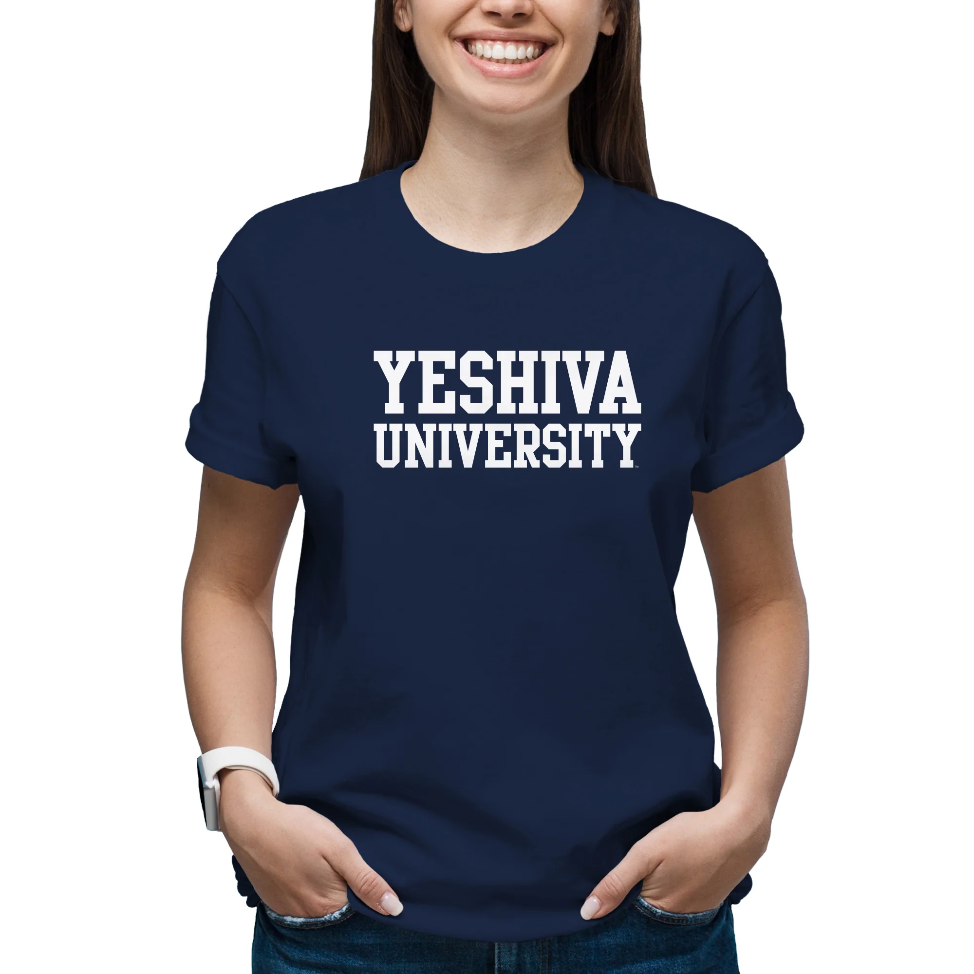 Yeshiva University Basic Block T-Shirt - Navy - Image 4