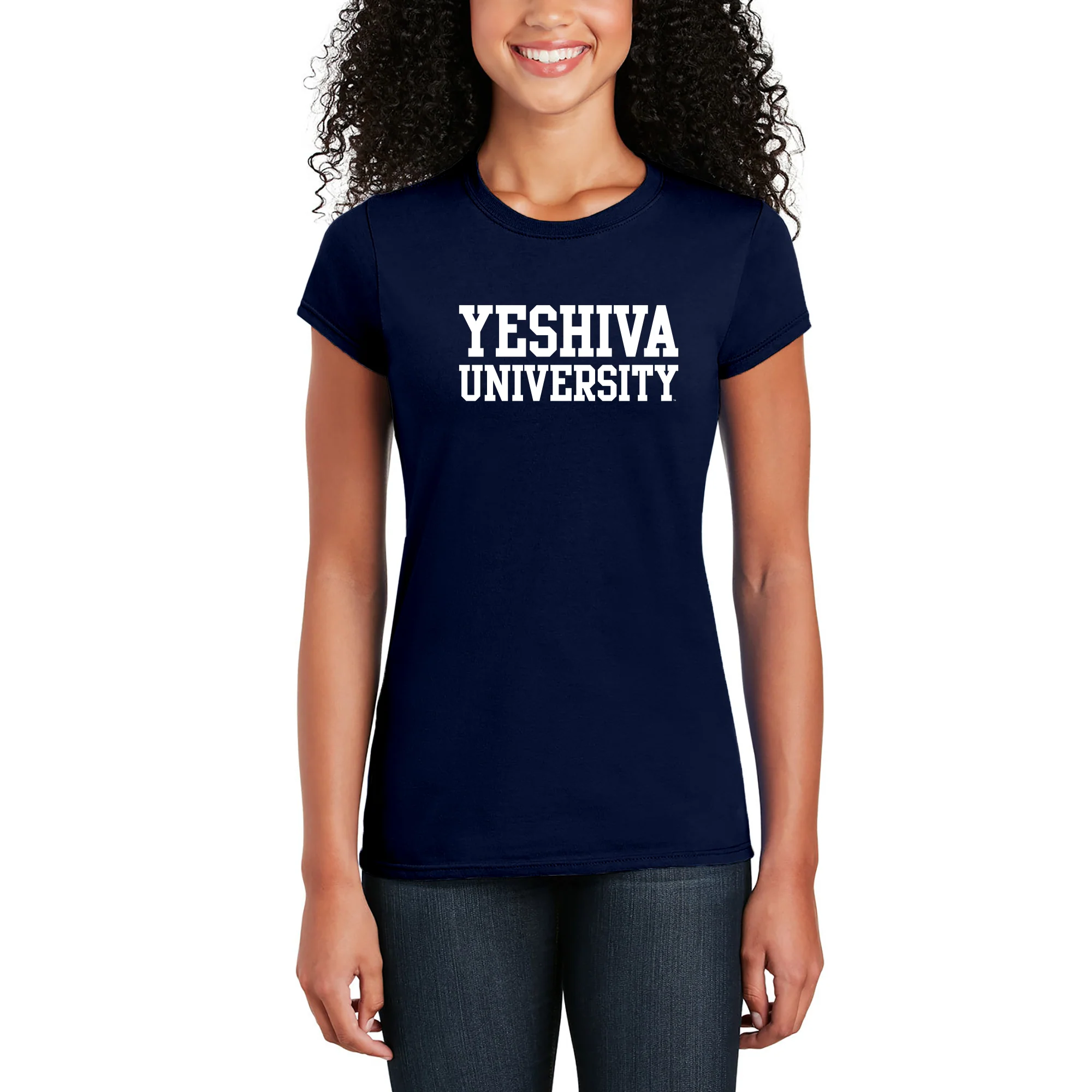 Yeshiva University Basic Block Womens T-Shirt - Navy - Image 4