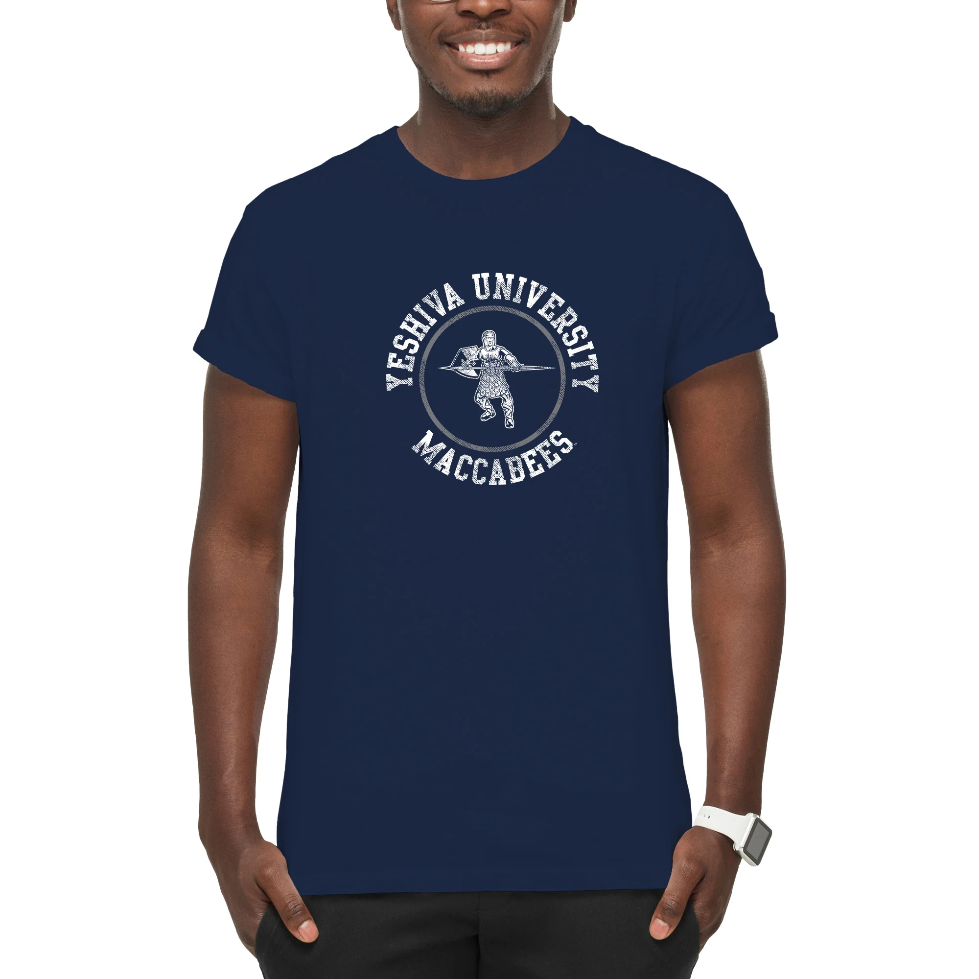 Yeshiva University Distressed Circle Logo T-Shirt - Navy - Image 3